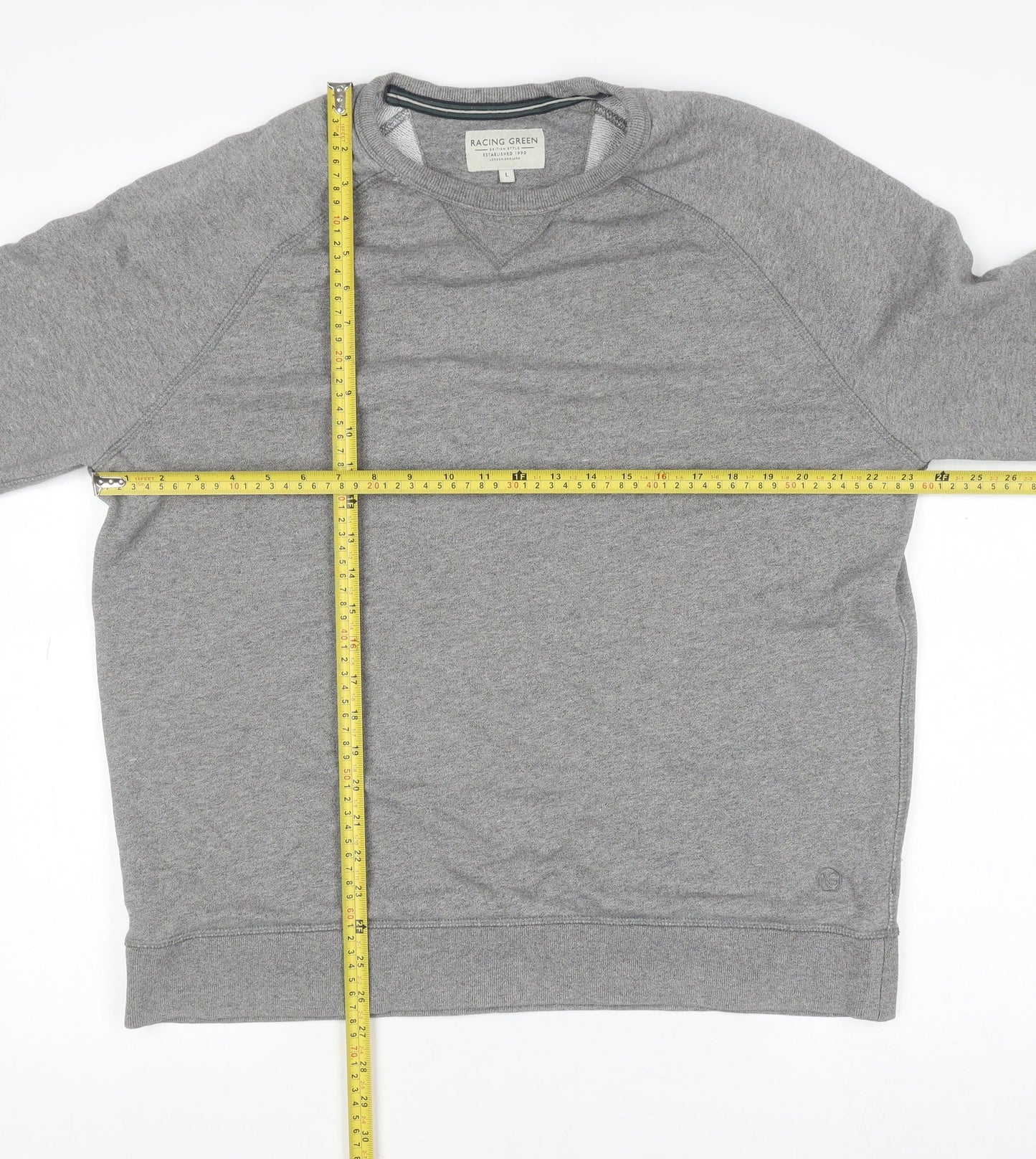 Racing Green Men’s Grey L Pullover Sweatshirt Cotton Blend