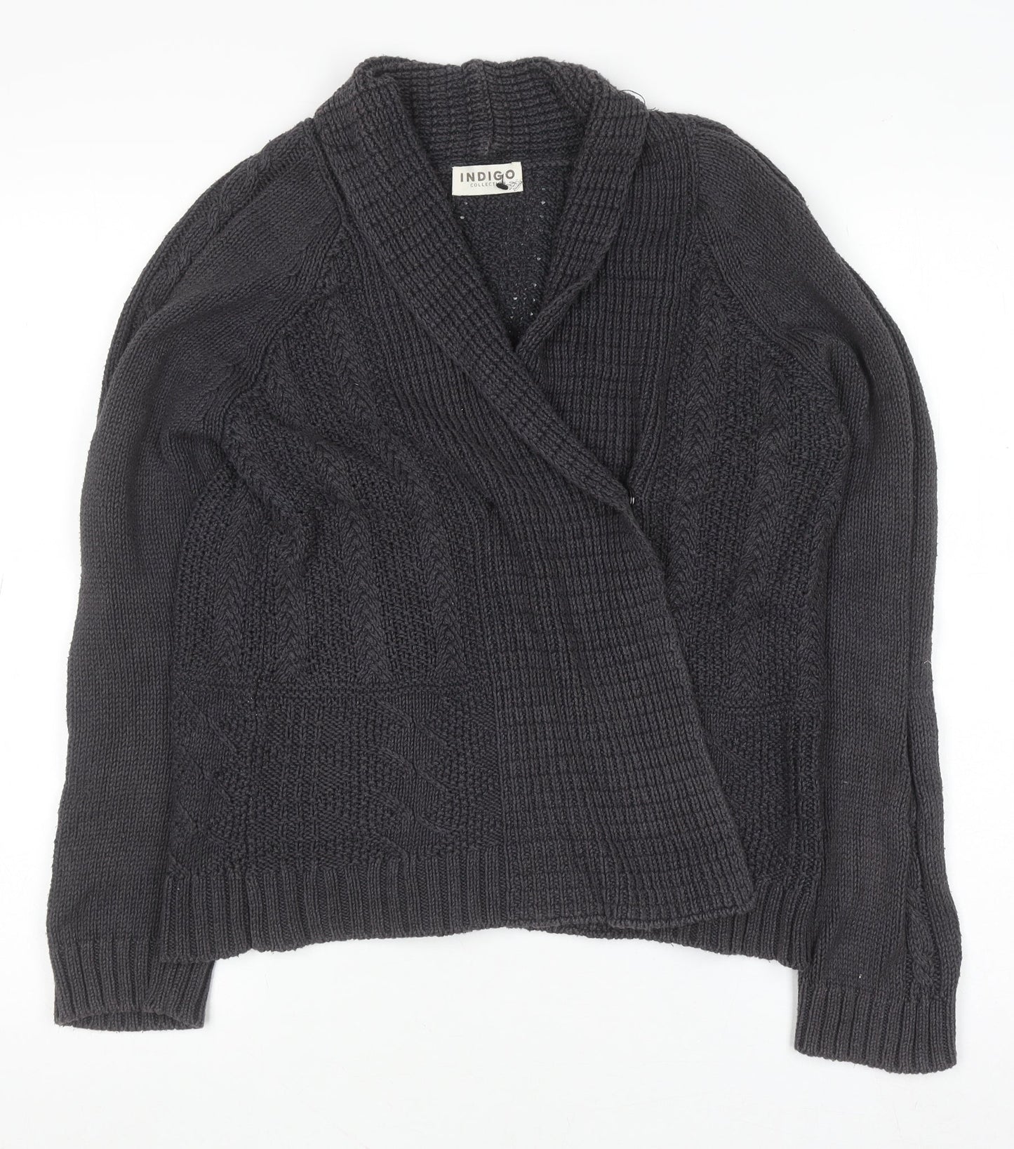 Marks and Spencer Women’s Grey Cable Knit V-Neck Cardigan Size 8