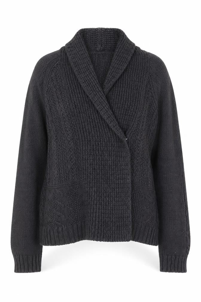 Marks & Spencer Women’s Grey Cable Knit V-Neck Cardigan Size 8