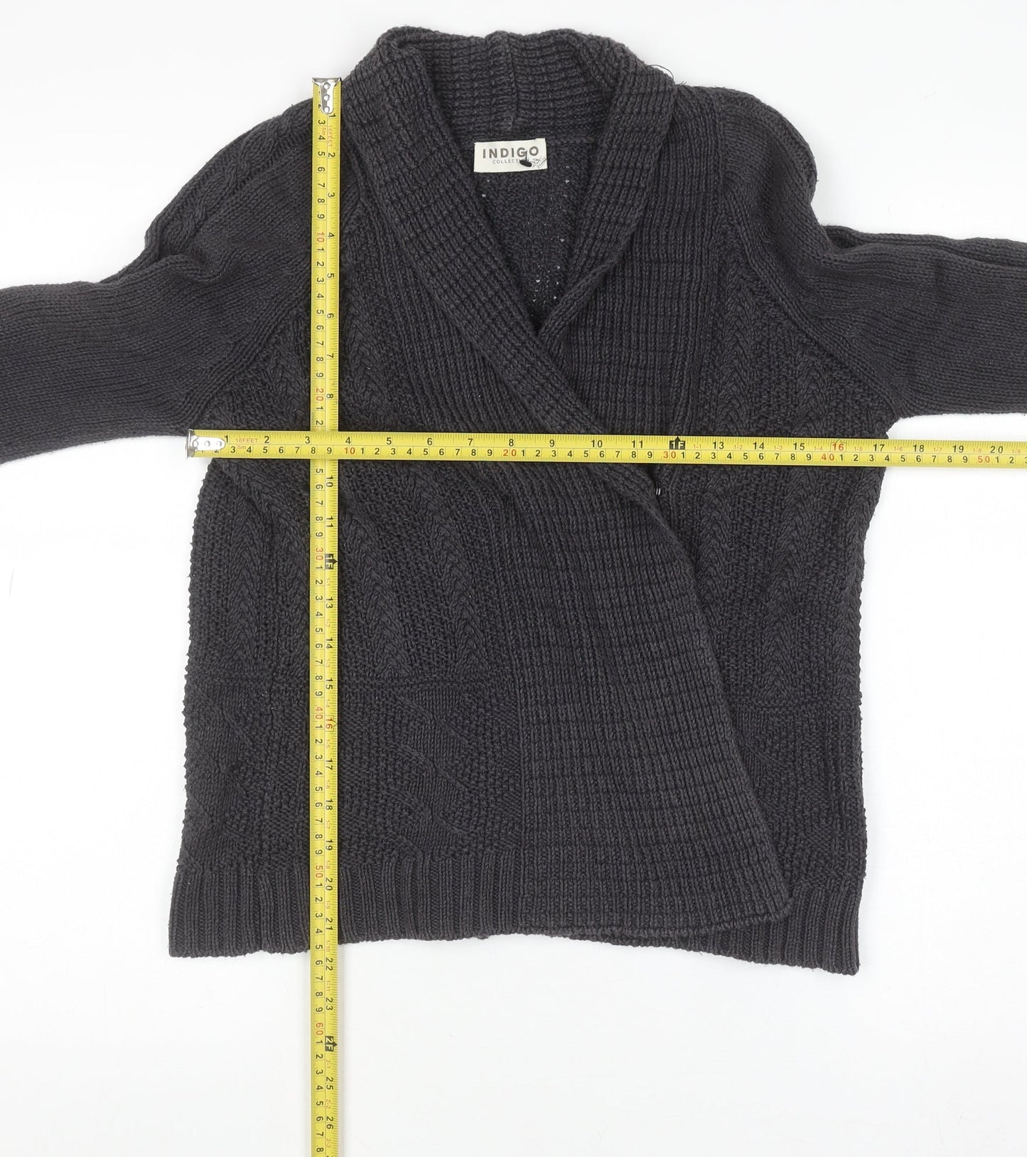 Marks and Spencer Women’s Grey Cable Knit V-Neck Cardigan Size 8