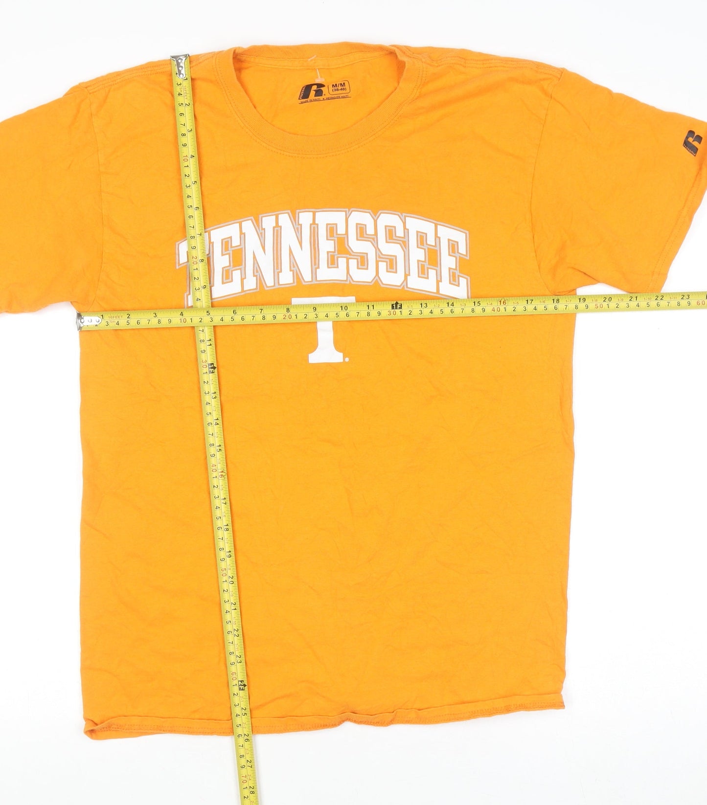 Russell Men's Orange Tennessee Graphic Short Sleeve Cotton T-Shirt Size M