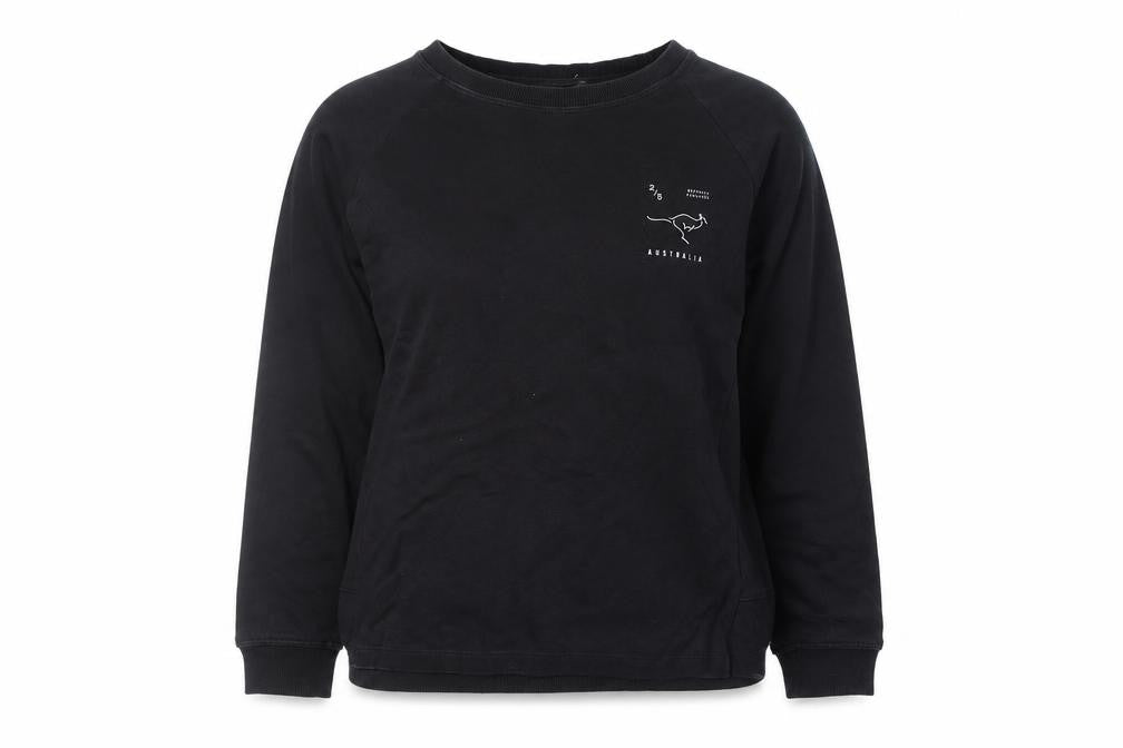 Mango Women Black Australia Print Pullover Sweatshirt Size 8