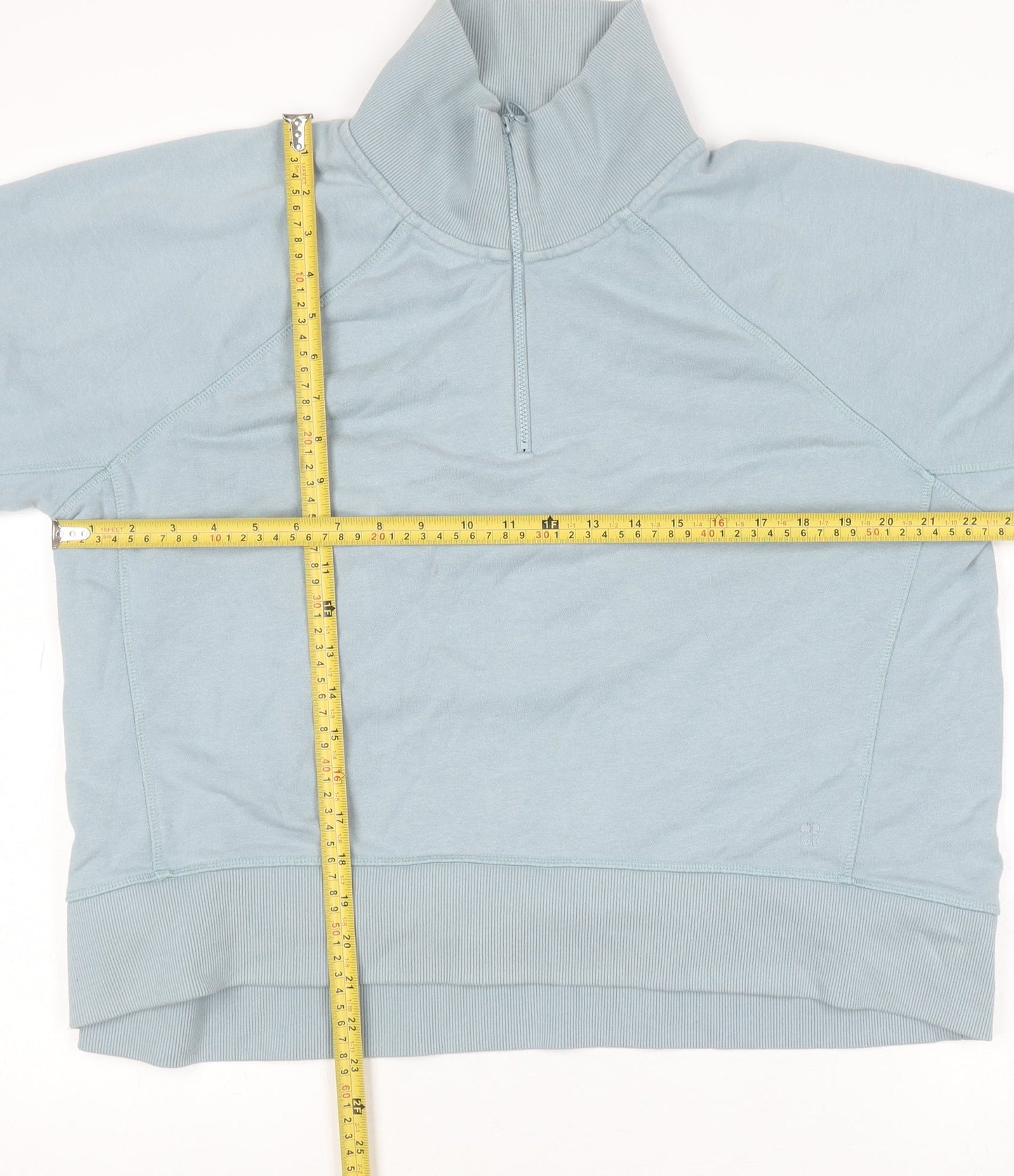 Sweaty Betty Womens Blue 1/2 Zip Cotton Pullover Sweatshirt Size 12