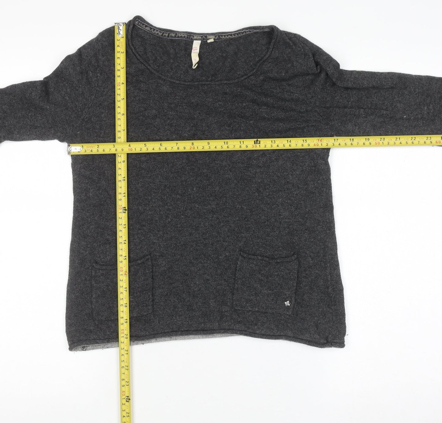 White Stuff Women’s Grey Crew Neck Wool Blend Pullover Jumper Size M