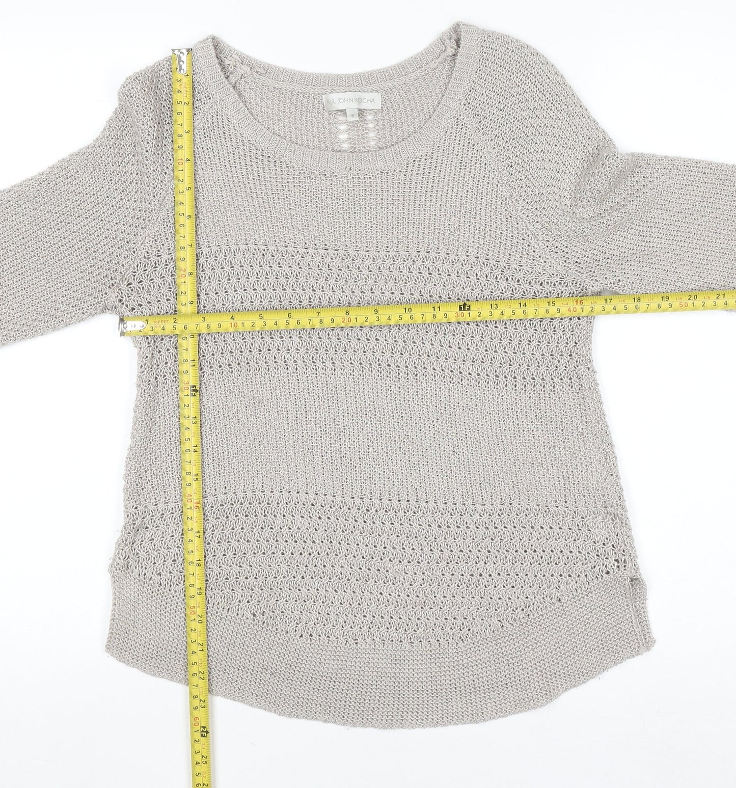 RJR John Rocha Women’s Beige Knit Jumper Size 8 Acrylic Blend
