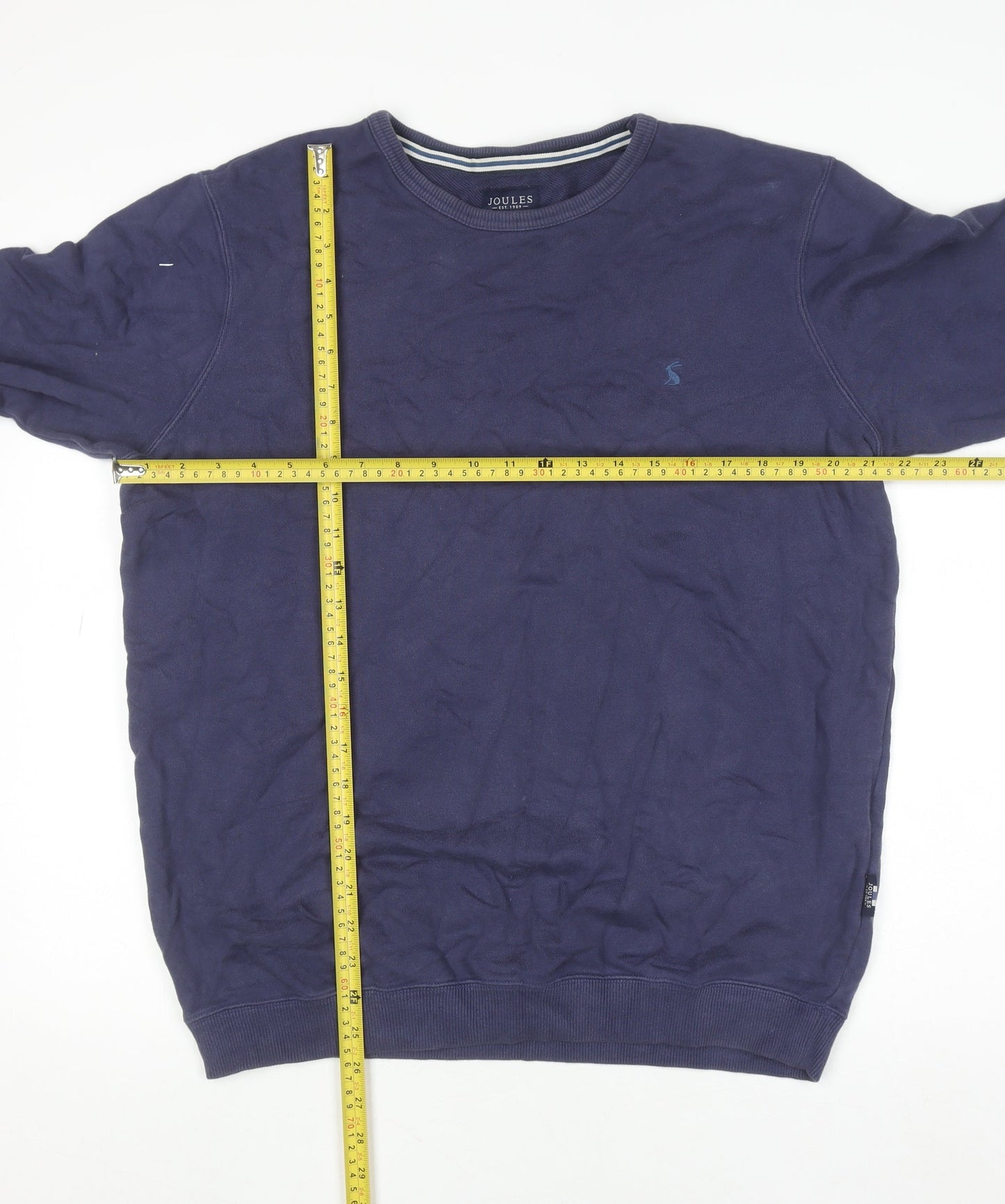 Joules Women Navy Blue Cotton Crew Neck Pullover Sweatshirt Size M