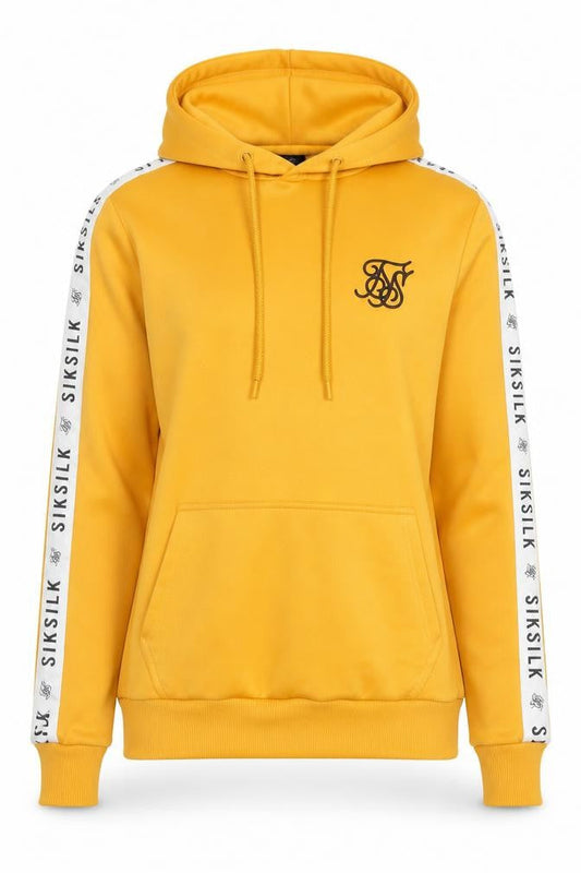 SikSilk Women's Yellow Pullover Hoodie XS Logo Tape Detail