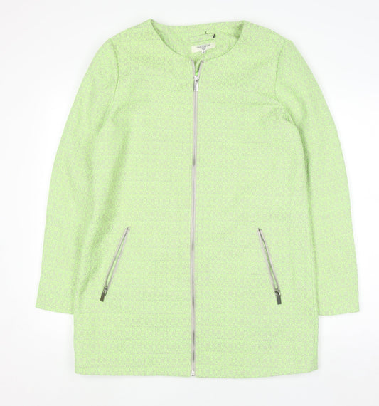 Threadbare Women Green Mid-Length Zip Tweed Coat Size 12