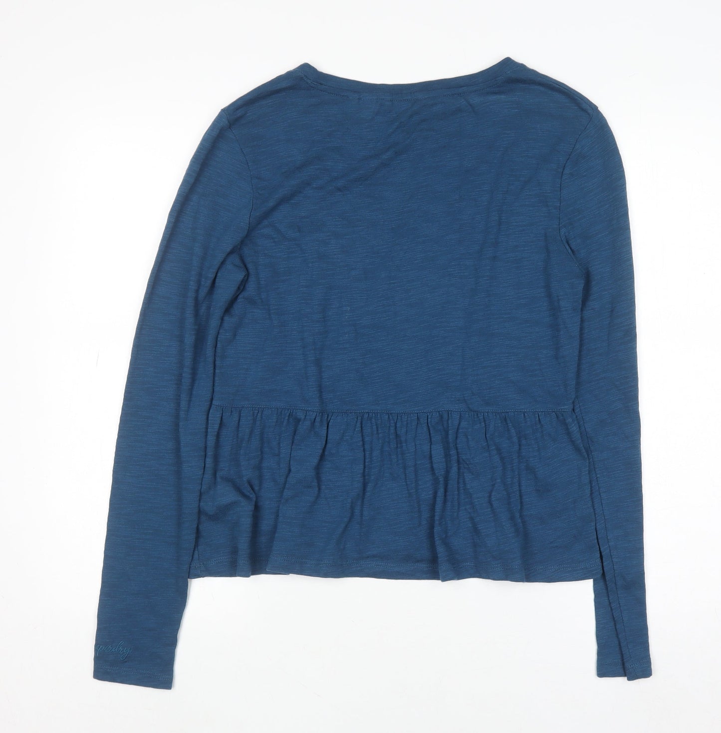 Superdry Women Blue Long Sleeve Cotton Blend Jersey T-Shirt Size 10