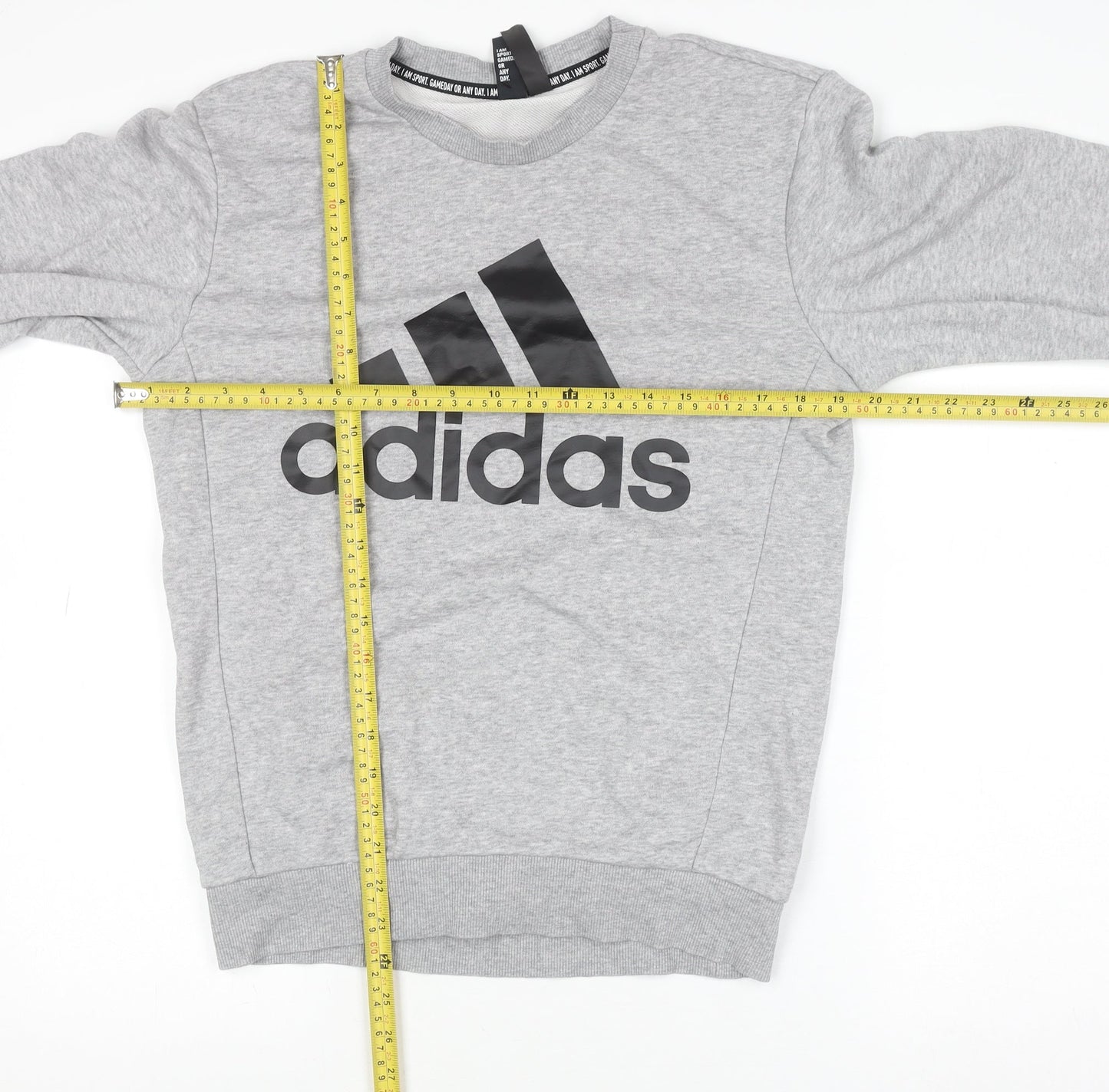 Adidas Mens Grey XS Pullover Crew Neck Logo Sweatshirt