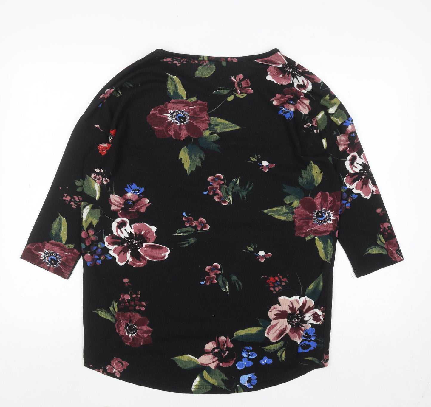 Vero Moda Women's Black Floral 3/4 Sleeve Pullover Jumper M