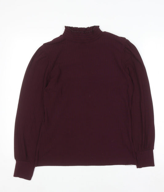 M&Co Women’s Wine Red High Neck Long Sleeve Pullover Jumper Size 16