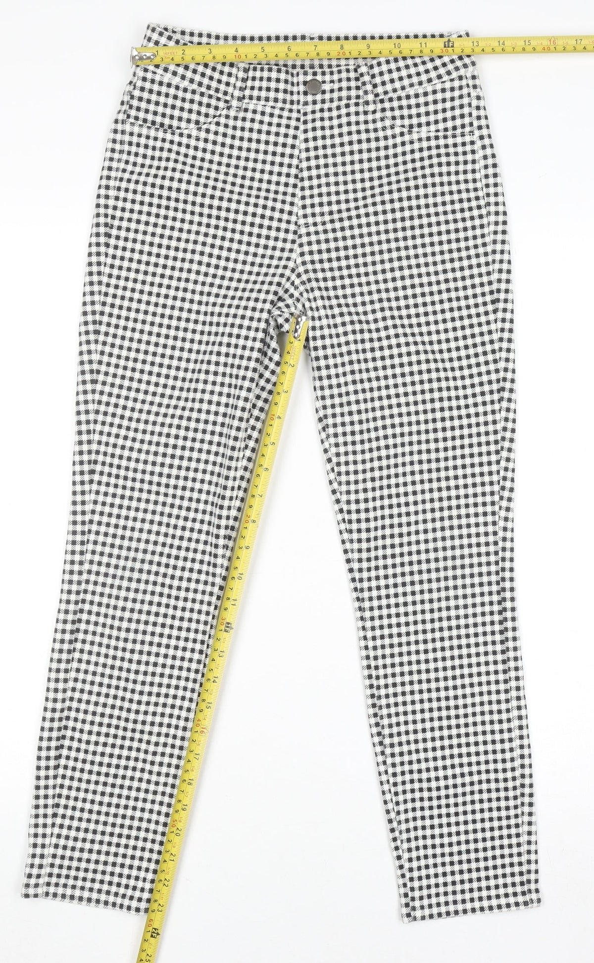 Uniqlo Women Black Check Slim Fit Stretch Cotton Leggings S