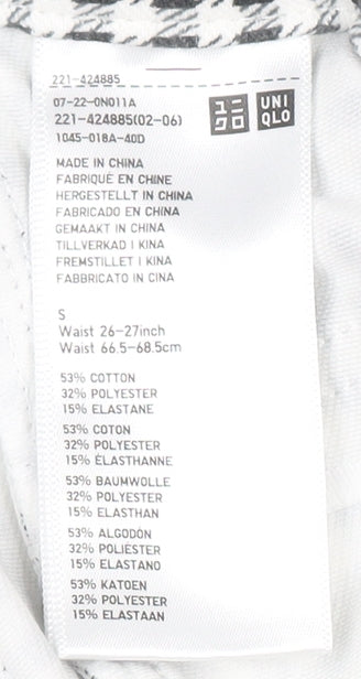 Uniqlo Women Black Check Slim Fit Stretch Cotton Leggings S