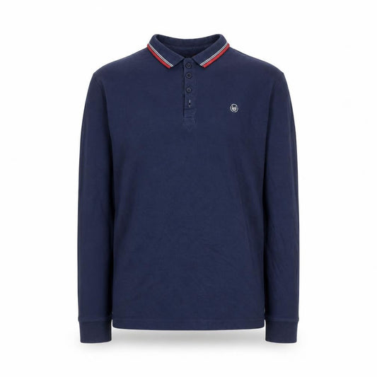 Duck and Cover Men's Blue Long Sleeve Cotton Polo Shirt Size L