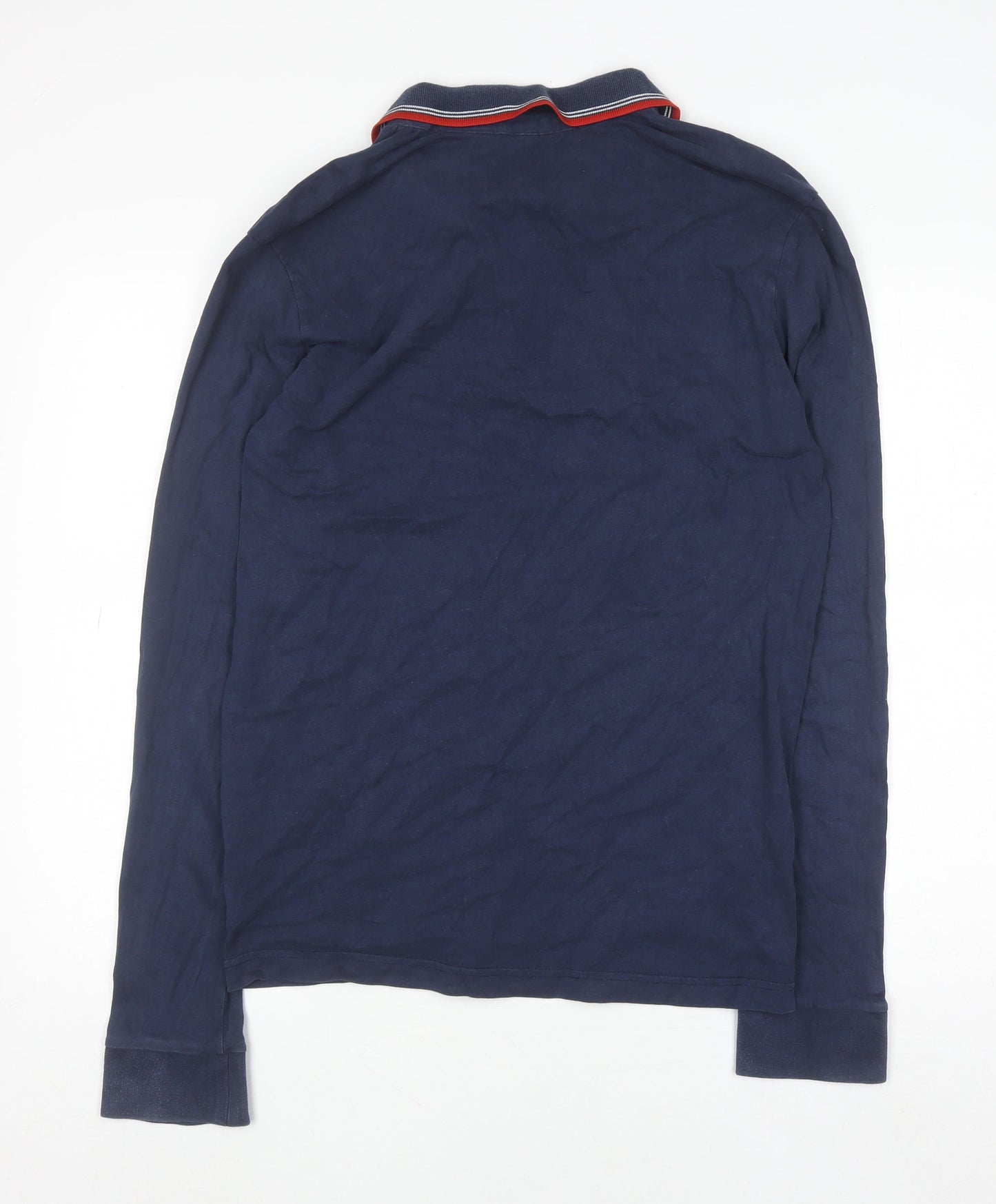 Duck and Cover Men's Blue Long Sleeve Cotton Polo Shirt Size L