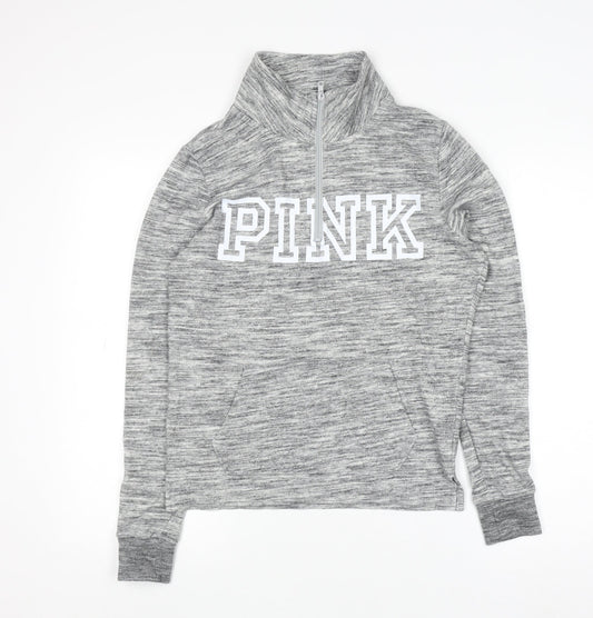 Victoria’s Secret PINK Womens Grey 1/2 Zip Pullover Sweatshirt XS