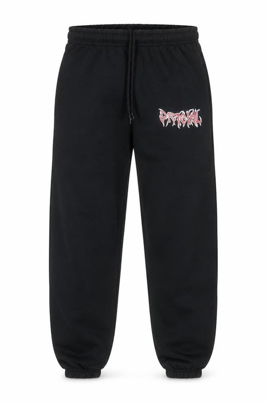 Front view of boohooMAN Men’s Black Fleece Jogger Sweatpants, size M, Regular Fit