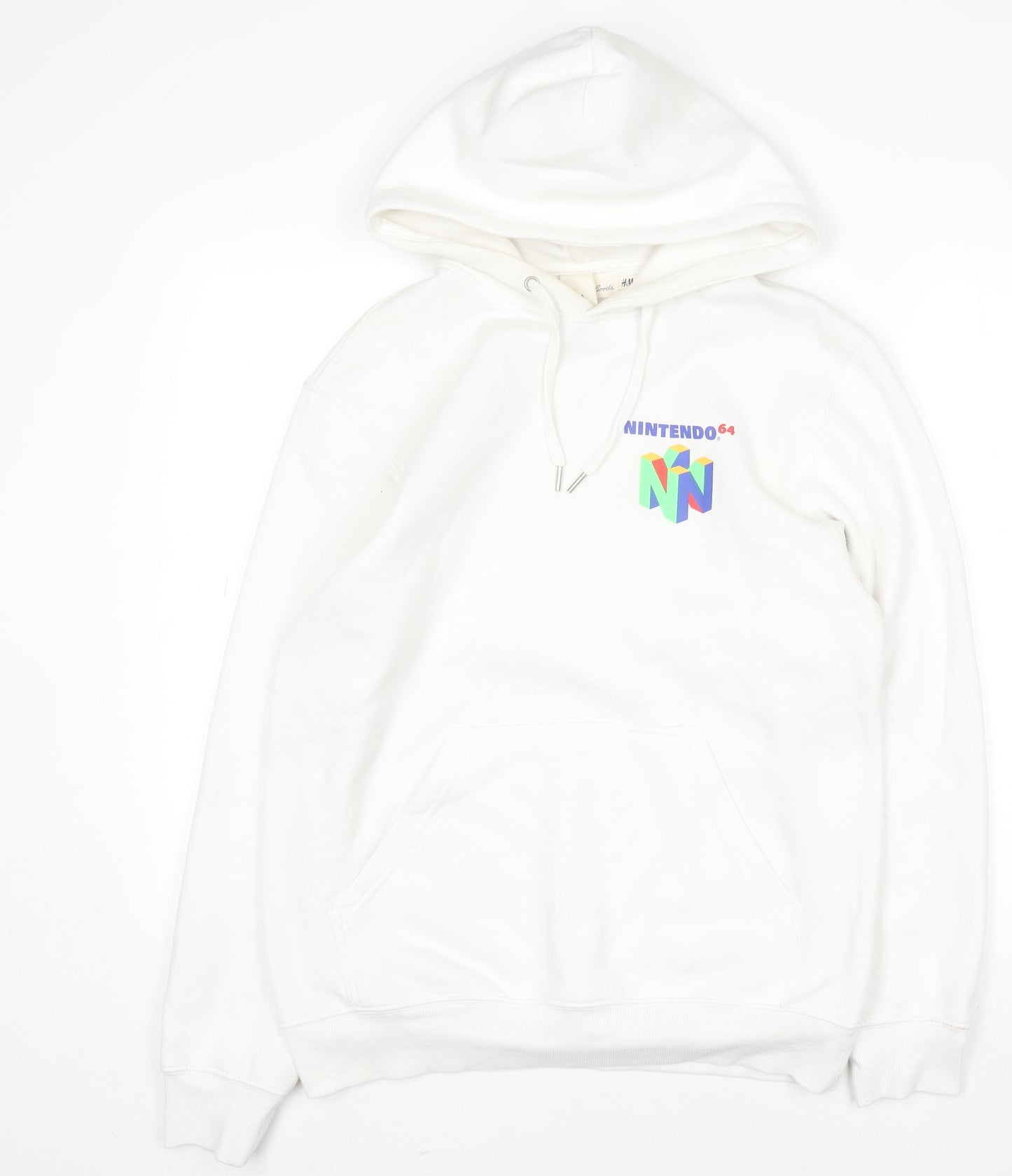 H&M Men’s White Nintendo 64 Graphic Pullover Hoodie Size S