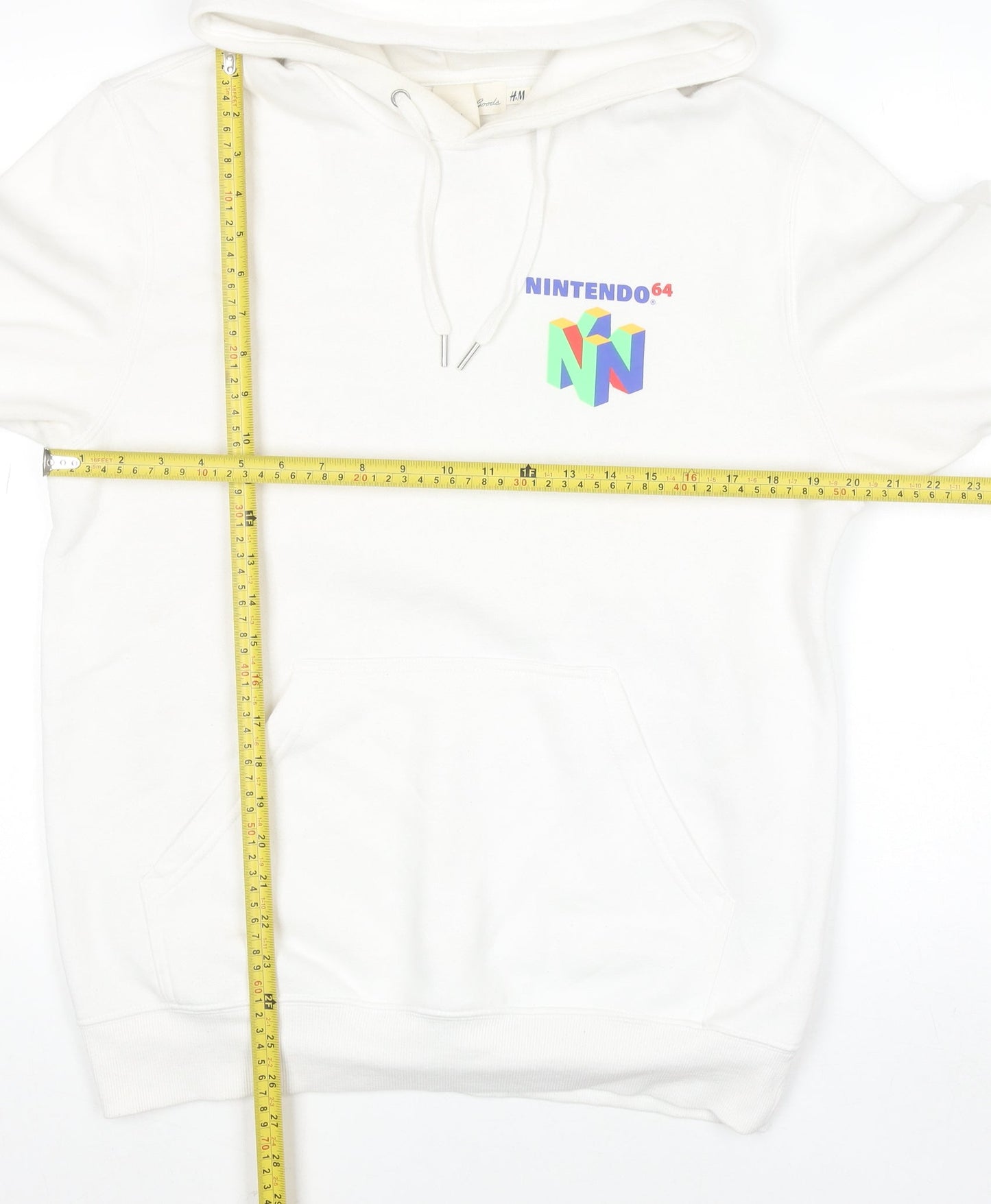 H&M Men’s White Nintendo 64 Graphic Pullover Hoodie Size S