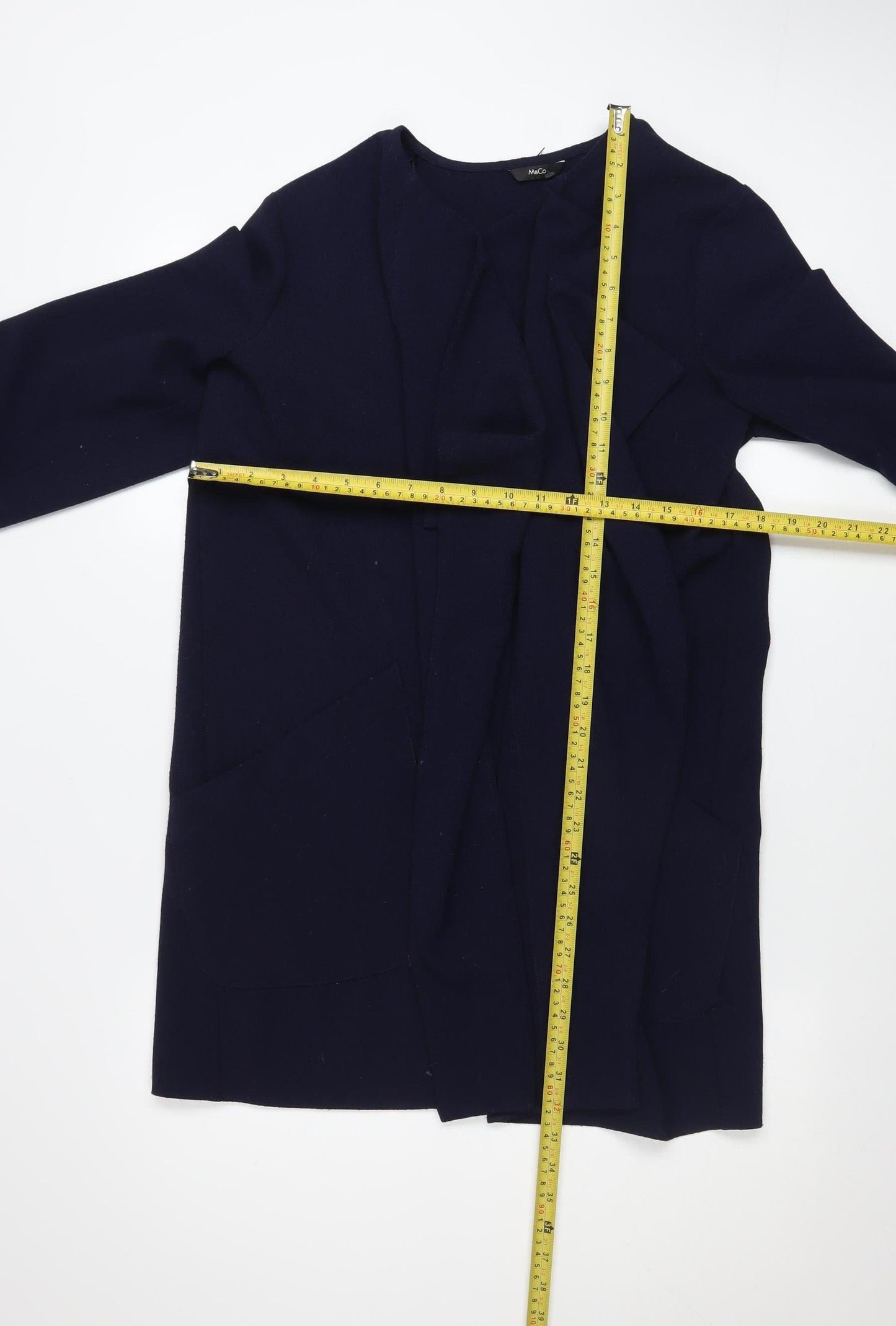 M&Co Women's Blue Size 14 Mid-Length Open Polyester Coatigan