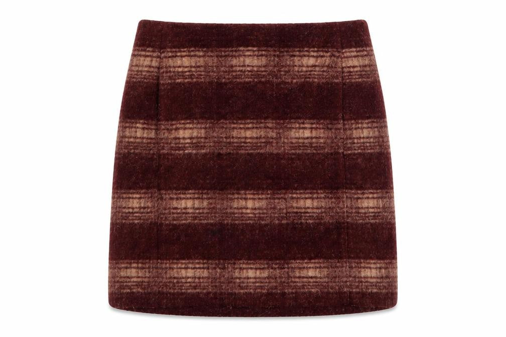 Uniqlo Women Brown Wool Blend Checked Short Skirt L