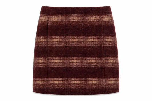 Uniqlo Women Brown Wool Blend Checked Short Skirt L