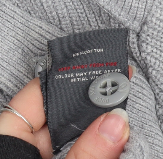 Duck and Cover Mens Grey High Neck Button Pullover Jumper L