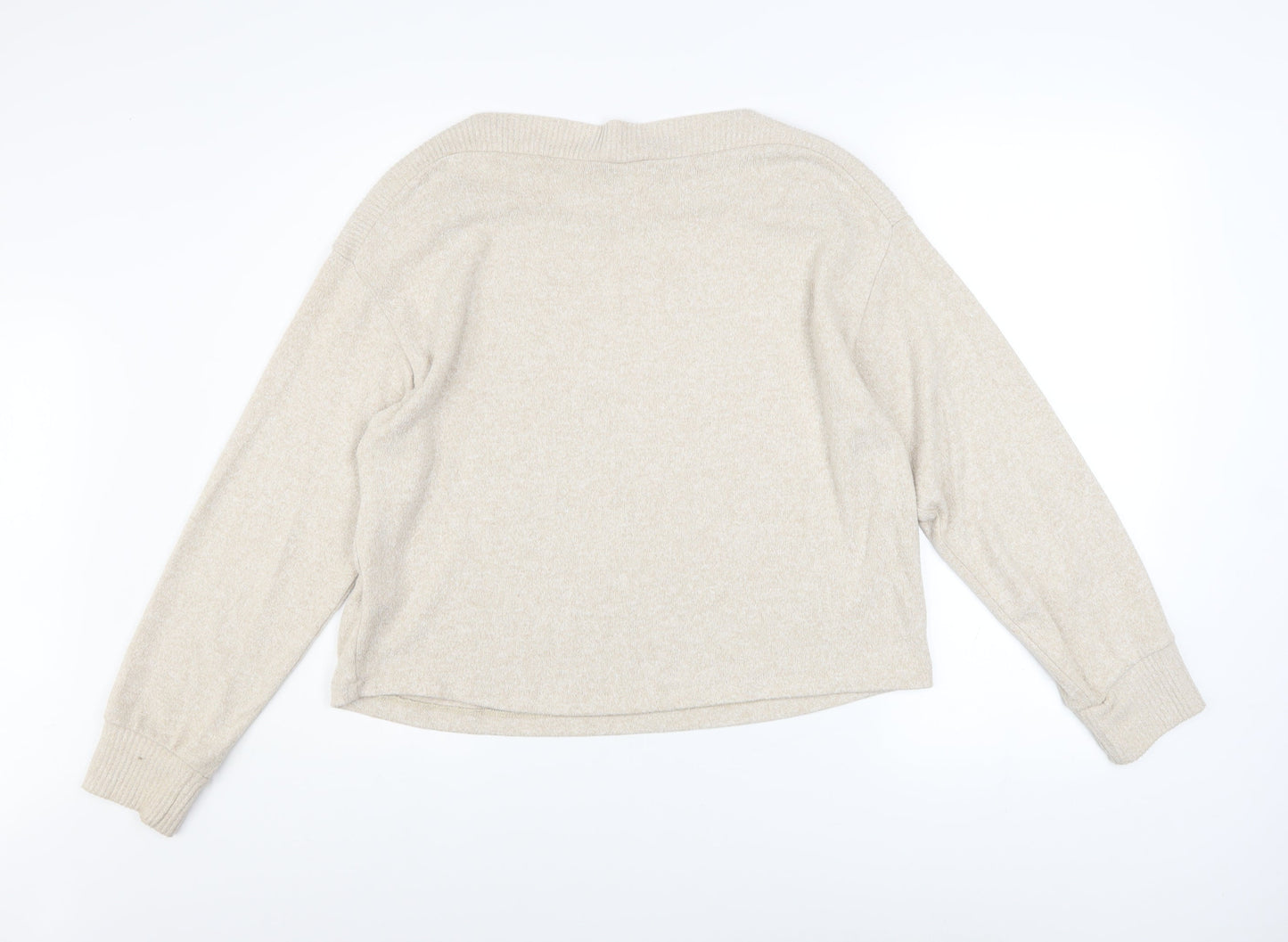 H&M Women Beige Boat Neck Pullover Sweater Size S Viscose Blend