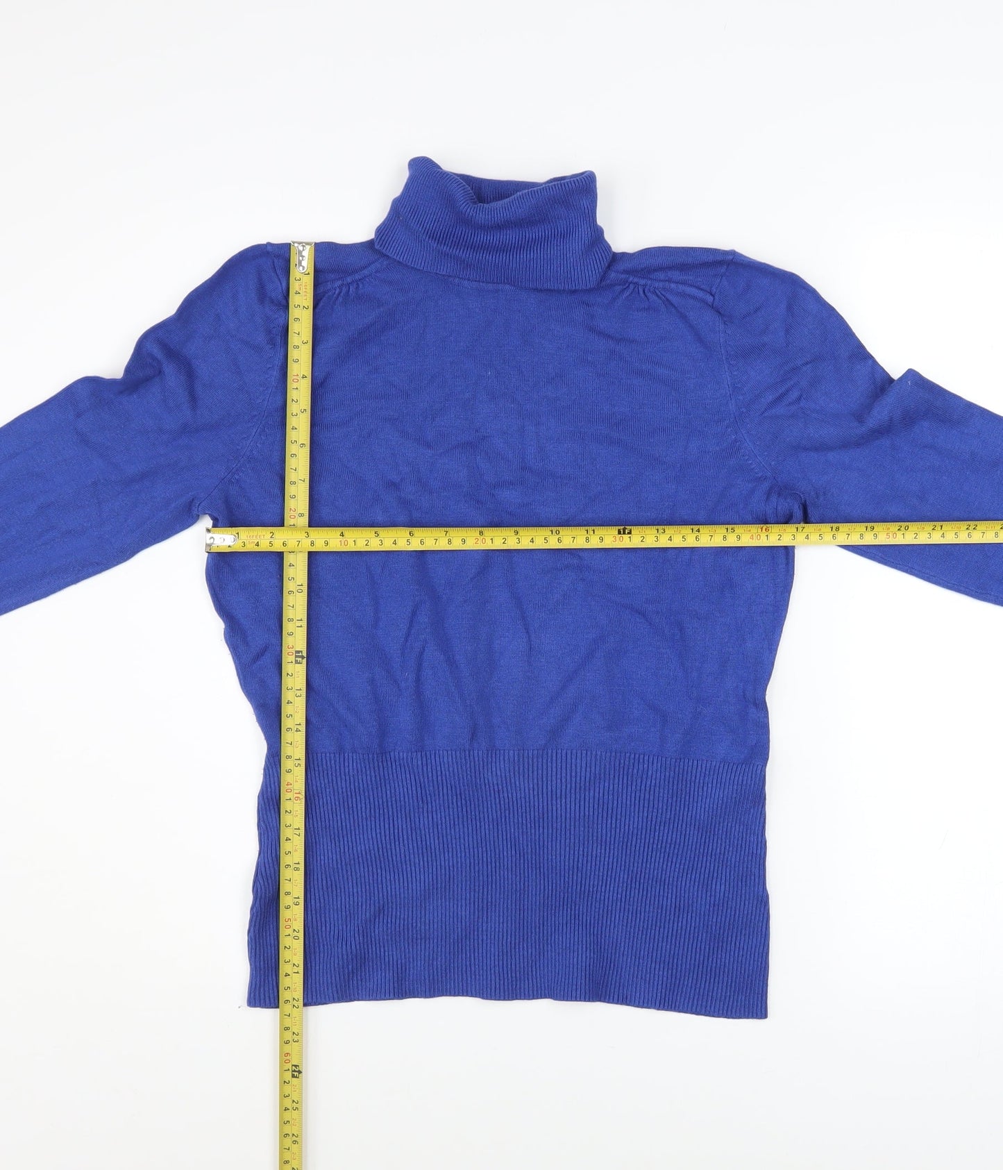 John Lewis Women Blue Roll Neck Long Sleeve Pullover Jumper Size 14