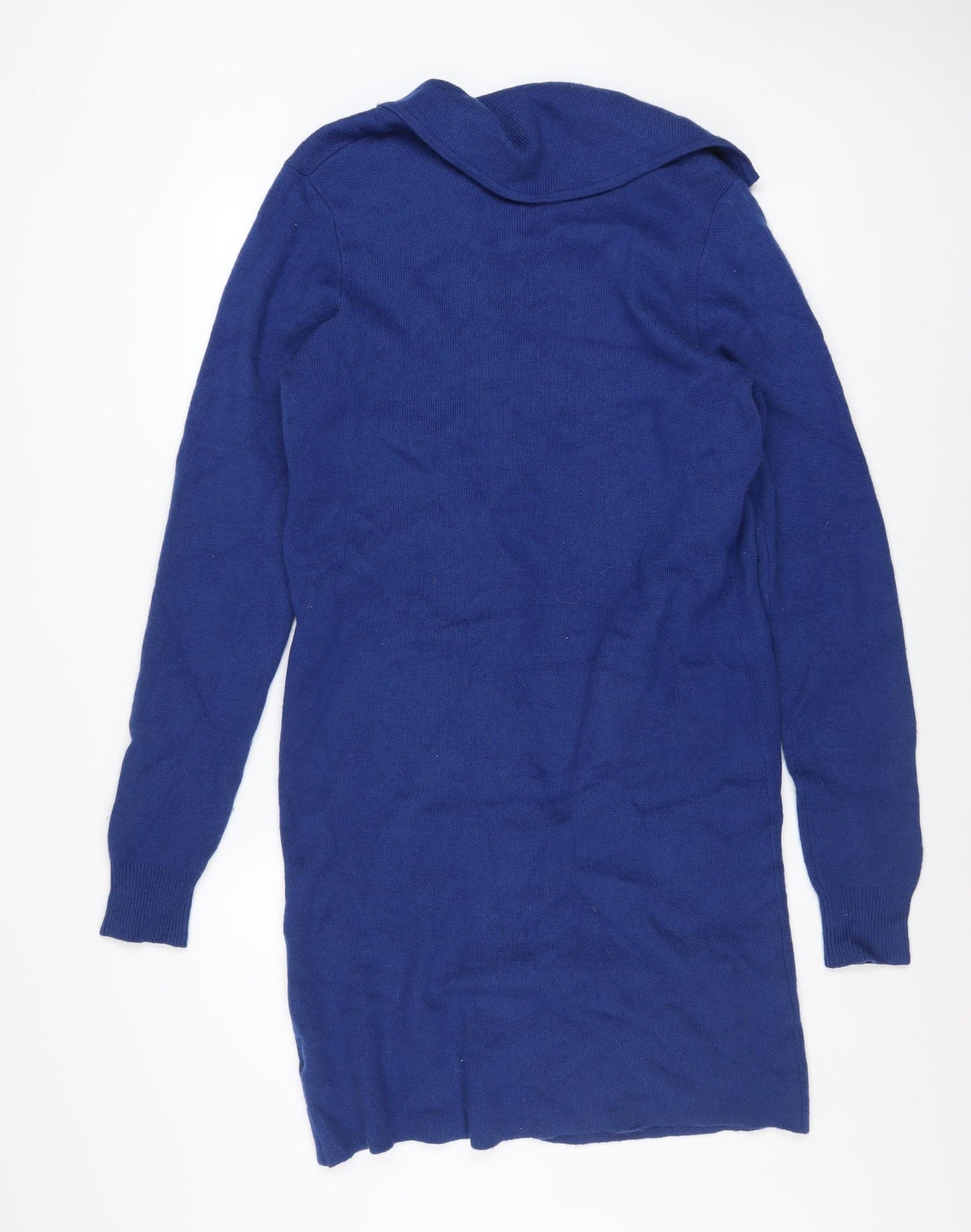 Jaeger Women Blue Longline Zip Cardigan Knit L