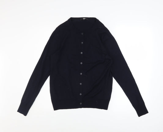 Uniqlo Women's Black Wool Button Cardigan M Knitwear
