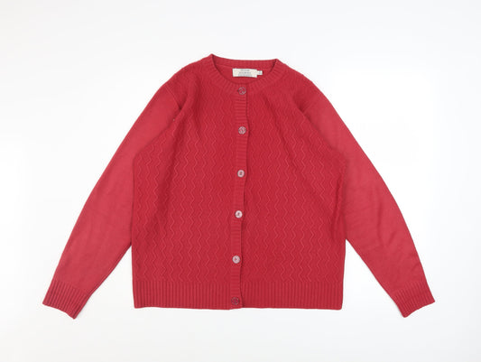 Honor Millburn Women's Red Knit Button Cardigan Size 14