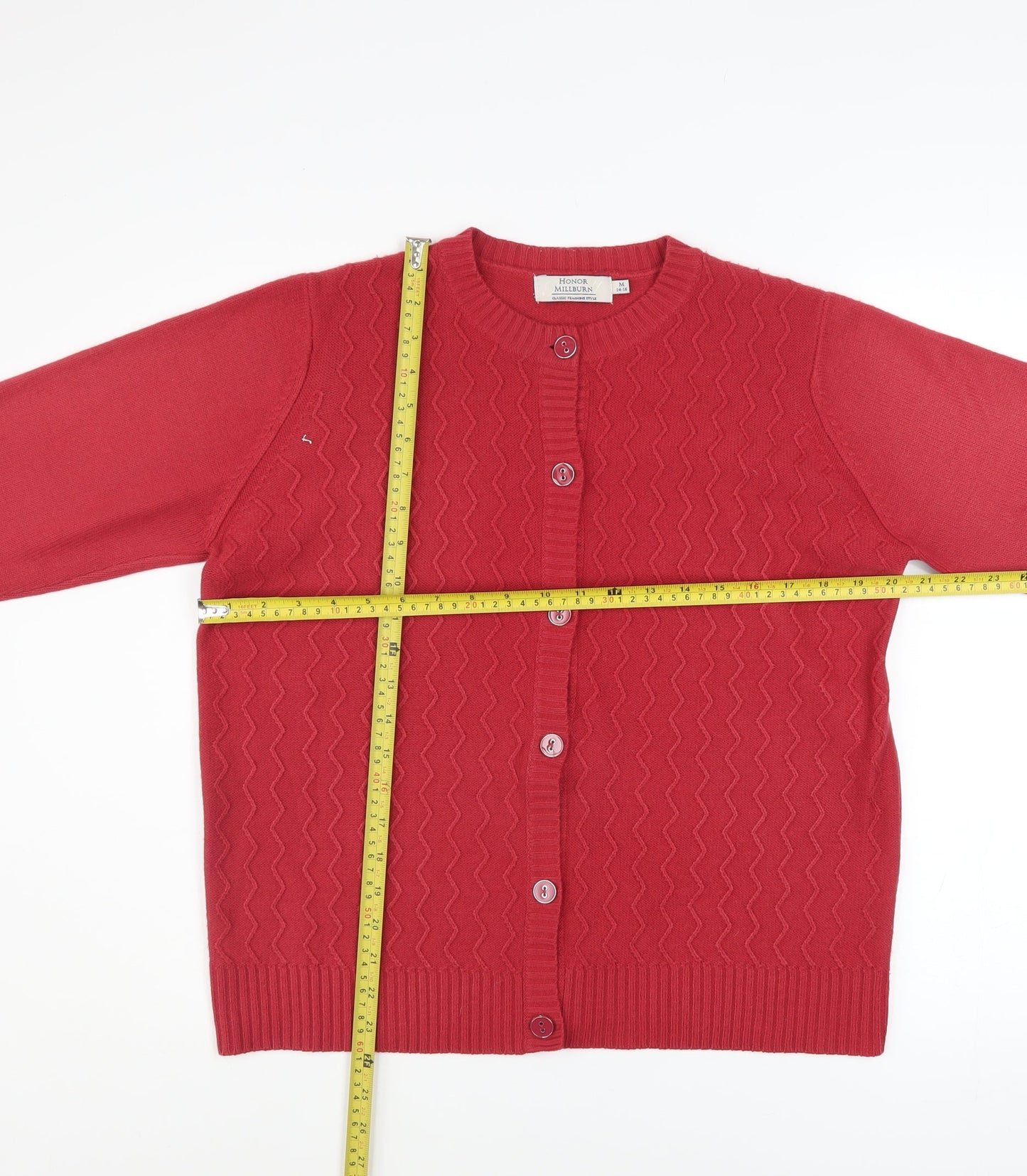 Honor Millburn Women's Red Knit Button Cardigan Size 14