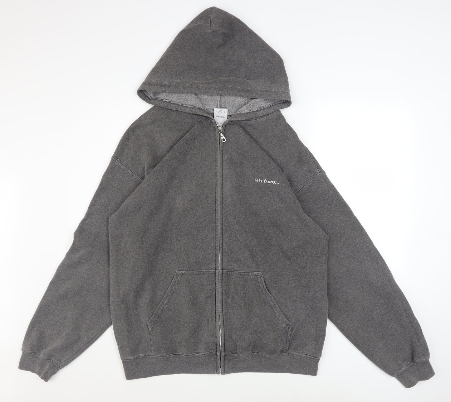 iets frans... Men Grey M Basic Zip Hoodie Jacket
