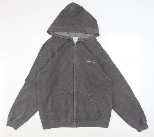 iets frans... Men Grey M Basic Zip Hoodie Jacket