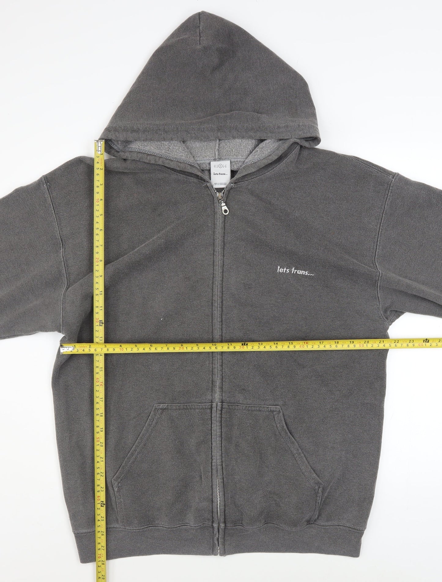 iets frans... Men Grey M Basic Zip Hoodie Jacket