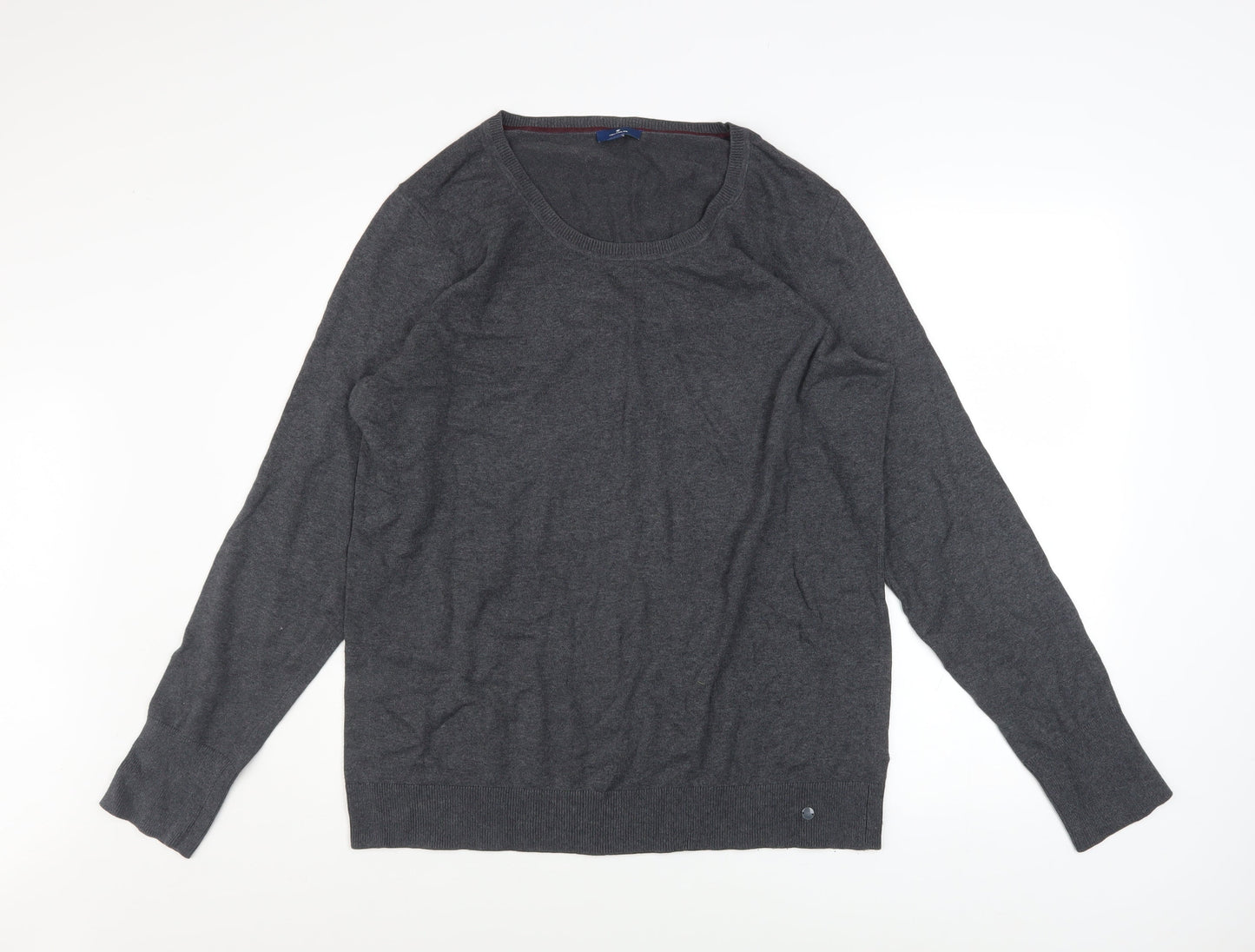 Tom Tailor Men's Grey 3XL Crew Neck Cotton Blend Jumper
