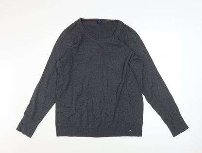 Tom Tailor Men's Grey 3XL Crew Neck Cotton Blend Jumper