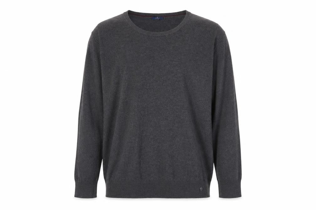 Tom Tailor Men's Grey 3XL Crew Neck Cotton Blend Jumper