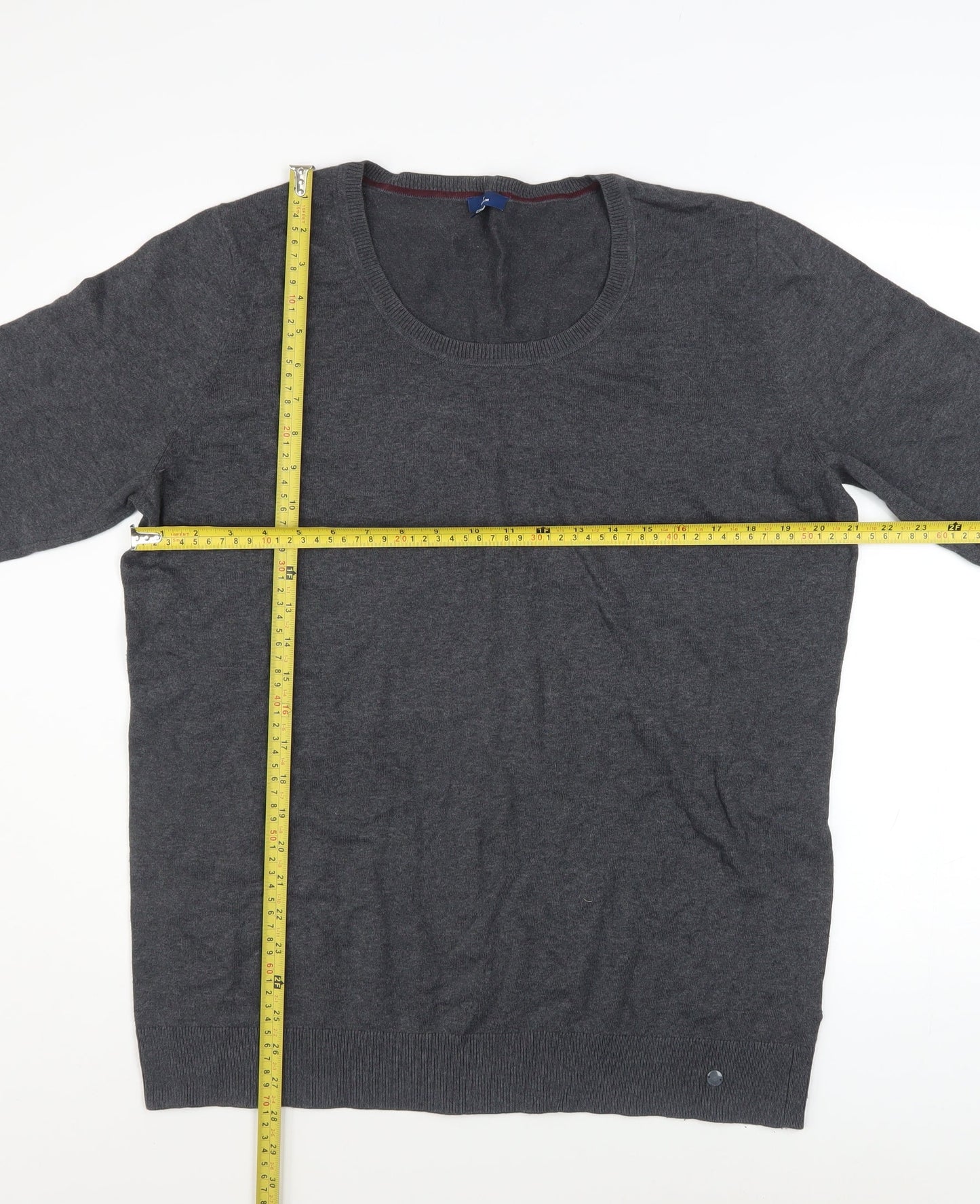 Tom Tailor Men's Grey 3XL Crew Neck Cotton Blend Jumper