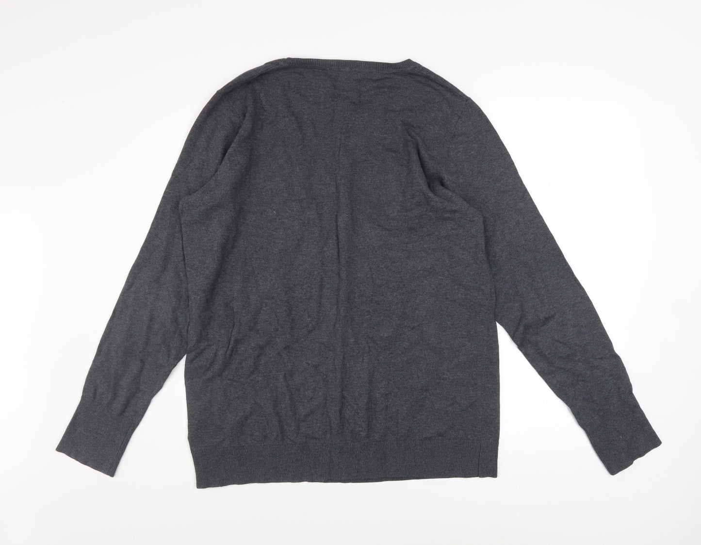 Tom Tailor Men's Grey 3XL Crew Neck Cotton Blend Jumper