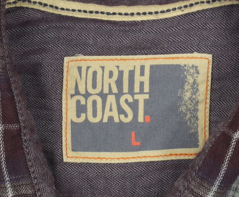 Marks and Spencer North Coast Men's Brown Check Cotton Shirt L