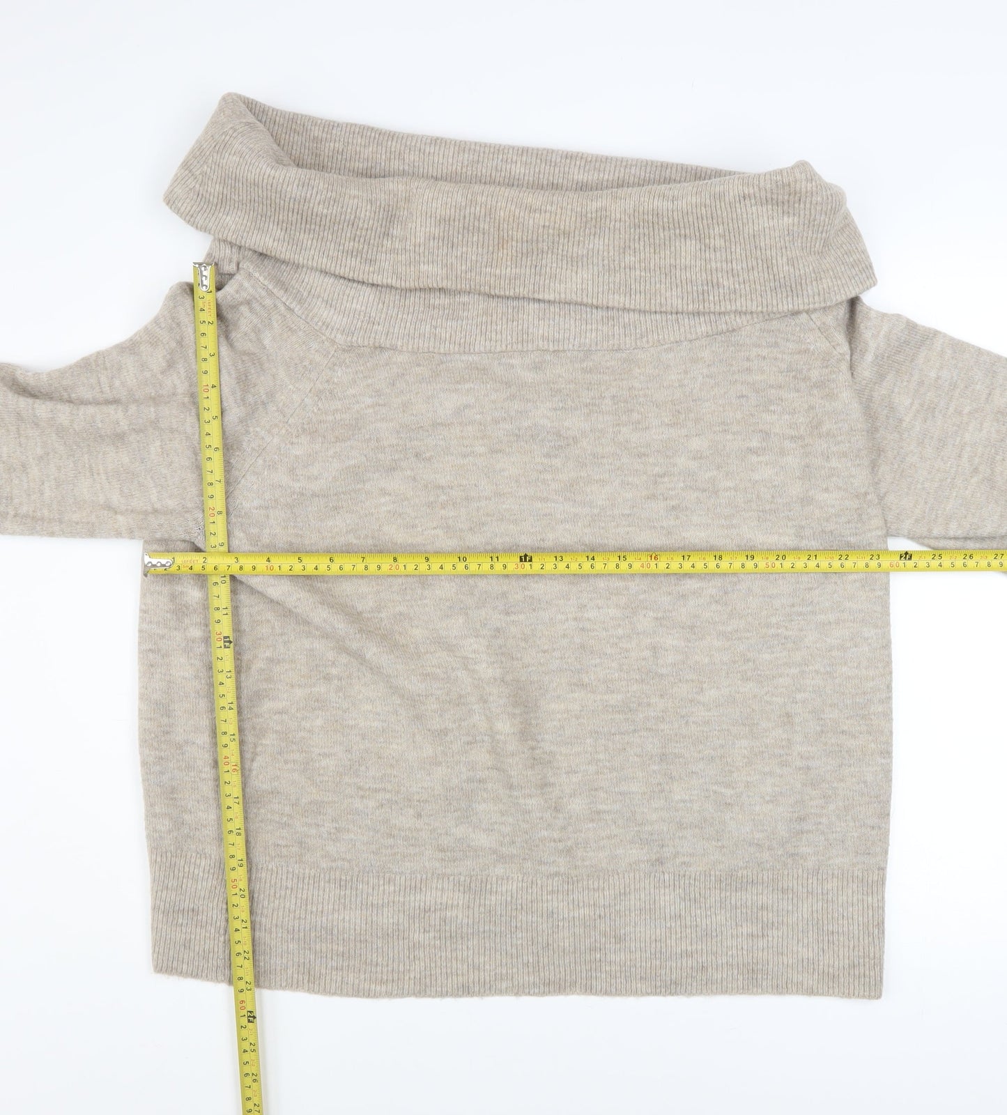 V by Very Women's Beige Cowl Neck Long Sleeve Knit Jumper Size 18