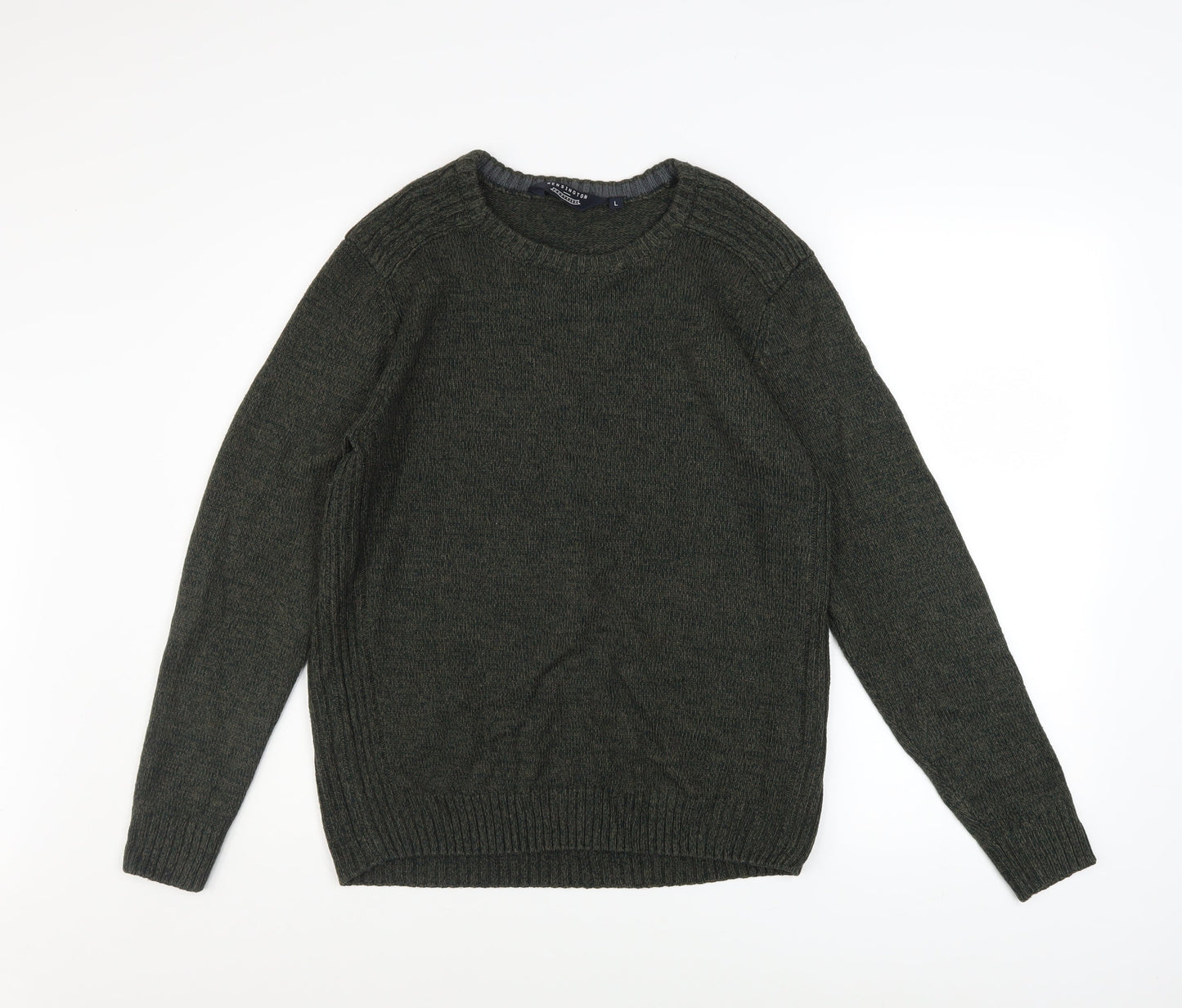 Kensington Eastside Men's Green L Crew Neck Acrylic Knit Jumper
