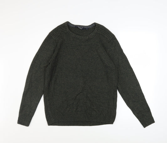 Kensington Eastside Men's Green L Crew Neck Acrylic Knit Jumper