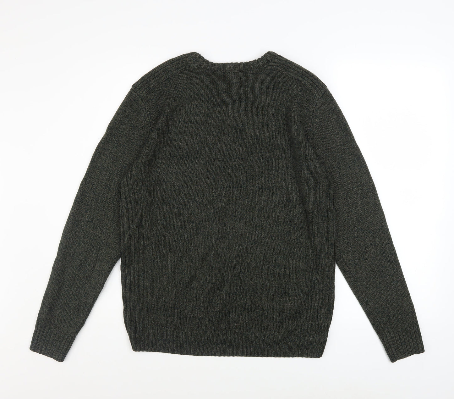 Kensington Eastside Men's Green L Crew Neck Acrylic Knit Jumper