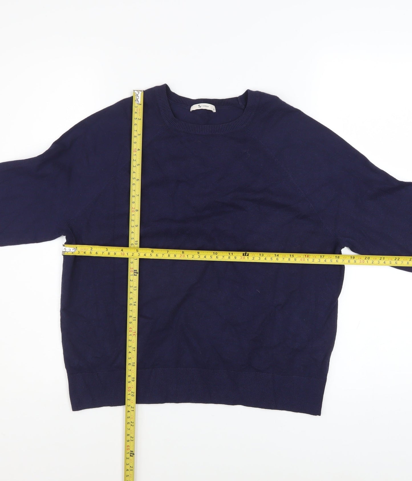 Tu Women’s Blue Size 14 Crew Neck Long Sleeve Knit Jumper