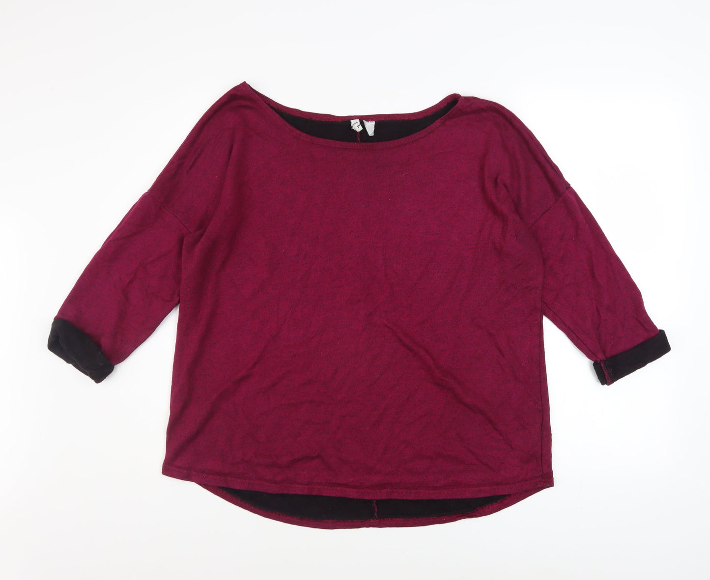 H&M Women Burgundy 3/4 Sleeve Pullover Sweatshirt Size L