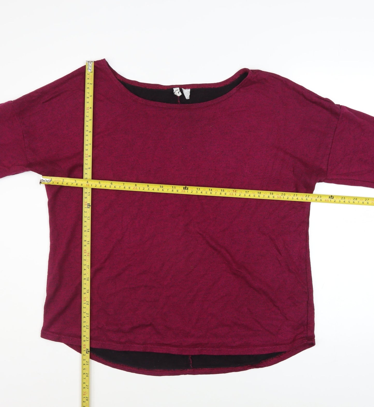 H&M Women Burgundy 3/4 Sleeve Pullover Sweatshirt Size L